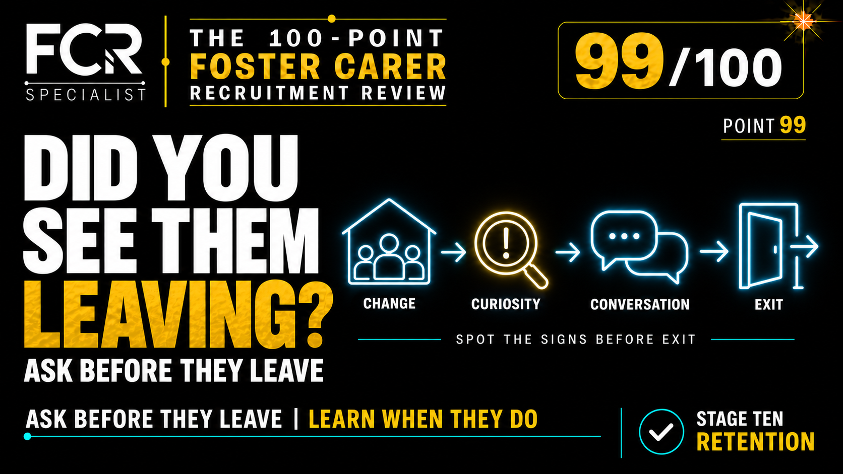 POINT 99/100 — DON’T WAIT FOR THE EXIT INTERVIEW: DID YOU SEE THEM LEAVING?